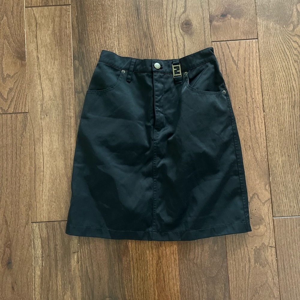 Black Fendi A-line Skirt